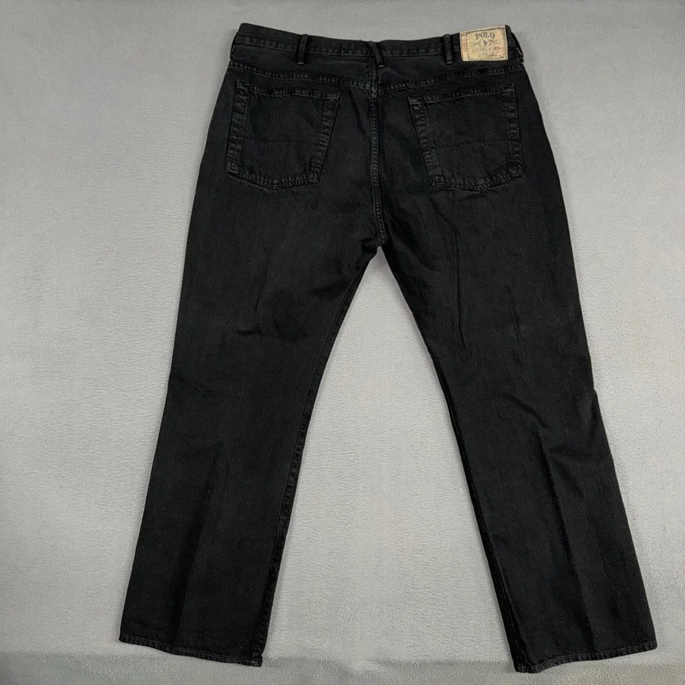 Polo Ralph Lauren Jeans Mens 42x32 Black Vintage 67 Hudson Straight Leg Denim